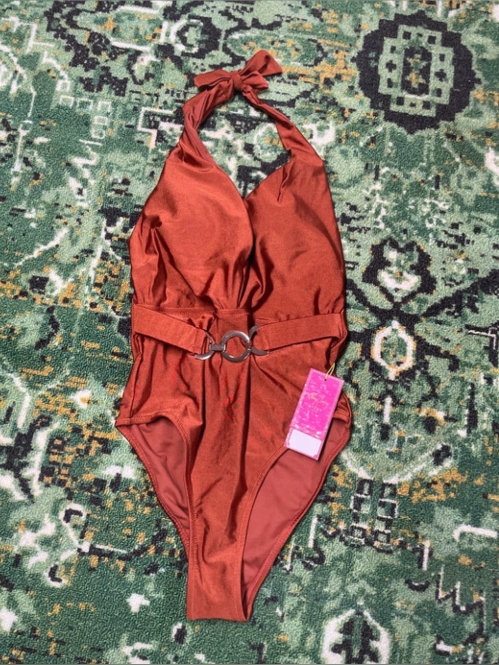 NWT Lipsy x Abbey Clancy Belted Halter Plunge Swimsuit 2